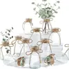 Jarrón Pequeño de Cuerda de Cáñamo Hecho a Mano Igual que el de Amazon, Jarrón de Vidrio para Flores Retro, Jarrón Pequeño Transparente Decoración de Escritorio