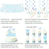 Amazon Azul Ganso Bobo Decoração de Festa de Aniversário Suprimentos Bandeira Balão Topper de Bolo Enfeites Pendurados Espirais Conjunto de Cinco Peças