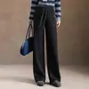 Pantalones rectos de color liso, cálidos, versátiles y con buena caída para mujer, nuevo estilo otoño e invierno 2026, de cintura alta elástica, adelgazantes, gruesos, casuales, modernos