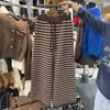 Otoño e Invierno ~ Ambiente Relajado, Versátil y Cómodo Cintura Elástica Acolchado Rayas Tejido Casual Pantalones de Pierna Ancha para Mujer