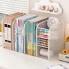 Estante para Libros Sujetalibros Colorido Portadocumentos Portabolígrafos Estante de Almacenamiento para Archivos A4 Organizador de Escritorio Creativo de Cuatro Secciones