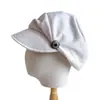 Sombrero Ecuestre Asimétrico con Pliegues y Hebilla de Corazón Estilo Japonés para Mujer, Boina Cálida Estilo Newsboy para Otoño e Invierno