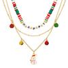 Cross-border Nova série de Natal Bell Pulseira Colar Brincos Femininos High-grade Exquisite Sense Contrast Color Bell Jewelry terno