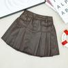 Falda Plisada de Cuero PU para Niñas de Comercio Exterior, Falda Corta Elegante, Falda Corta de Media Cintura Adelgazante para Primavera y Otoño 2026, En Stock