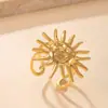 Anillo de acero inoxidable estilo europeo y americano para mujer, personalidad de alta calidad, joyería de acero de titanio, soldadura por presión de aceite, flor de marca, anillo abierto, fábrica de venta al por mayor