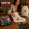 Conjunto de marcadores de tecido de 48 cores Saco de presente de Natal Meia de Natal Caneta de grafite DIY Caneta de pintura têxtil resistente à água