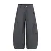 Calça de Trabalho Wide Leg com Múltiplos Bolsos Estilo Retrô Americano para Homens e Mulheres, Novo Estilo de Verão, Calça Casual Versátil de Perna Reta Solta