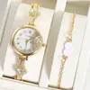 Moda Popular de Tendencia Transfronteriza Acero Aleado con Strass Correa de Acero Pulido Pulsera de Disco Pequeño Espejo Cuarzo Reloj para Mujer Venta al por Mayor