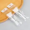 Salão de Beleza DIY Spa Pincel de Silicone para Máscara Espátula em Formato de Espátula de Borracha Macia TPR Haste Sólida Transparente de Cristal Pincel de Cabo Curto 10cm