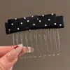 Grampo de cabelo estilo coreano com laço de bolinhas e pente invertido para mulheres, elegante presilha para franja da testa e lateral, acessório para penteado de princesa