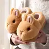 Pantuflas de Algodón de Conejito para Mujer, Otoño/Invierno, Pareja, Zapatos Peludos, Cálidas, Antideslizantes, Hogar, Celebridad de Internet, Pareja, Pantuflas de Algodón con Talón Cerrado