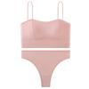 Conjunto de sutiã e calcinha de seda gelada transfronteiriço feminino costas em U beleza sem costura sexy doce push up à prova de choque conjunto de duas peças