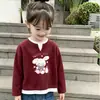 Camiseta elegante de manga larga para niña, nuevo modelo de primavera y otoño, con textura de gofre, efecto de dos piezas, top básico versátil y moderno para niños mayores