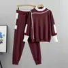 Moda Plus Size Estilo Coreano Transfronteiriça da Amazon Conjunto Elegante de Malha Casual Duas Peças para Mulheres, Novidade Outono e Inverno 2026