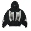 Cárdigan con capucha y cremallera de patrón creativo estilo retro oscuro europeo y americano, sudadera con capucha negra holgada de moda unisex