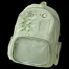 Mochila nova da moda, mochila estudantil de grande capacidade, design transparente casual, estilosa e atraente, adequada para alunos do ensino fundamental II e médio, unissex
