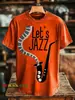 Moda Transfronteiriça Estampa de Padrão Artístico de Jazz Masculina Gola Redonda Manga Curta Estampa Digital 3D Feito Sob Medida, A Partir de Uma Peça