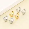 Pendientes de Acero Inoxidable de Moda Europea y Americana, Pinzas para Oreja de Alambre de Círculo Pequeño Curvado Clásico, Pendientes Sencillos Versátiles de Acero de Titanio Dorado de 18K