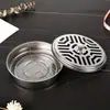 Bandeja de suporte para espiral de mosquitos de aço inoxidável para uso doméstico com tampa cinzeiro à prova de fogo e queimaduras incensário criativo caixa de espiral de mosquitos para exterior