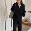 Conjunto de dos piezas formado por suéter y pantalón de pierna ancha, para mujer, otoño e invierno, informal, con solapa y pantalones holgados y adelgazantes