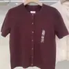 Colección Vestidor Primavera/Verano Encaje Cuello Redondo Tejido de Punto Manga Corta de un Solo Botón Suéter de Punto Top Corto para Mujer 482978