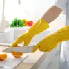 Guantes de Protección Laboral Amarillos para el Hogar, Tareas Domésticas, Multitalla, Resistentes al Desgaste, a Prueba de Aceite, Limpieza de Cocina, Lavado de Platos, Lavado de Verduras, Guantes de Goma