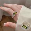 Anillo Personalizado Estilo Coreano de Cubo de Azúcar para Mujer, Anillo Abierto Geométrico en Forma de V de Moda Retro, Anillo para Dedo Índice Hip-Hop Dulce Fresco Lujo Ligero