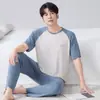 Atacado Tamanho Grande Masculino Verão Fresco Modal Manga Curta Calça Longa Casual Solta Fina Roupa de Casa