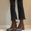 Botines de tacón grueso estilo coreano, ajuste ceñido, para mujer, nueva colección otoño/invierno 2026, botines elásticos, botas de mujer a la moda y retro