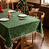 Mantel de Navidad Poliéster Algodón Estampado en Caliente Borla Borde de Algodón Mantel de Mesa de Comedor Mantel Rectangular Decoración de Ambiente Mantel