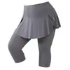 Pantalones Falda Falsos de Dos Piezas para Tallas Grandes de 100 kg, de Cintura Alta con Bolsillos, Pantalones Capri de Abrigo, Pantalones Falda de Fitness, Suministro Transfronterizo