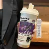 Termo de Pikachu y Gengar de Pokémon, Taza de Agua de Dibujos Animados de Aspecto Elegante con Popote, Botella de Agua Portátil para Estudiantes, Hombres y Mujeres