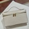 Bolsa Caixa Padrão Crocodilo Lp19 Couro Genuíno Bolsa Lancheira Bolsa de Ombro Único Transversal Pequena Quadrada Mesmo Estilo Gigi Bolsa de Maquiagem