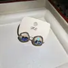 Pendientes de Cristal Azul para Mujer 2025 Nuevo Tendencia Diseño de Nicho Gama Alta Lujo Ligero Celebridad de Internet Pendientes de Otoño e Invierno