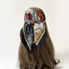 Lenço de Seda Floral Retro de Luxo Leve Transfronteiriço com Toque Macio, Lenço de Cabeça, Lenço, Lenço de Seda para Primavera e Outono, Lenço Quadrado Médio Feminino