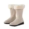 Botas de Nieve de Invierno para Mujer 2026 Estilo Nuevo Forradas de Felpa Calientes de Media Pantorrilla Botas Martin de Suela Plana con Cremallera Lateral Impermeables para Mamás