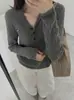 Chegada Nova Outono 2026 Blusa Estilo Coreano 100% Lã Lapela com Entalhe Tricô Trançado Estilo Old Money Versátil Malha Casual para Mulheres