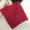 Nuevo Suéter de Punto Ajustado de Cuello Redondo de Manga Larga Fino para Mujer, Estilo Retro Otoño/Invierno, Capa Base