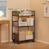 Estantería de Piso Estante de Almacenamiento de Pie Mesa Lateral Estantes de Almacenamiento de Libros Multicapa Móviles con Ruedas Carrito Pequeño Librero de Oficina