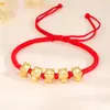 Pulseira de Prata de Lei S925 com Cinco Cavalos da Sorte e Fio Vermelho para Homens e Mulheres, Pulseira de Fio Vermelho com Contas da Sorte do Ano do Cavalo do Zodíaco, Elegante Presente de Ano Novo