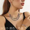 Comercio Exterior Transfronterizo Moda Europea y Americana Collar de Doble Capa con Pedrería y Diamantes Completos Collar para Vestido de Cena Pendientes Pulsera Set de Tres Piezas