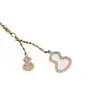 Collar de Calabaza Kirin Oro Rosa 18K Ágata Roja Madre Perla Blanca Colgante Wulu Cadena para Clavícula Joyería de Tendencia Nacional para Mujeres