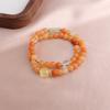 Pulsera de Piedra Rosa Roja Aguamarina Oro Seda Jade Ágata Roja Cristal Rosa Amatista Doble Círculo Pulsera Estilo Chino Nuevo Combinable