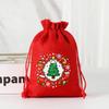Bolsa Grande Roja para Empaque de Regalo de Navidad Bolsa para Dulces Bolsa para Manzana de Nochebuena Bolsa de Lino con Cordón de Lino Imitación Venta al por Mayor Transfronteriza