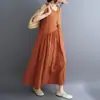 Foto Real del Nuevo Estilo de Verano 2026 Comercio Exterior Original Japonés y Coreano Tela Cómoda Vestido Camiseta Irregular Vestido Largo