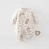 Ropa de bebé para recién nacidos, algodón puro Clase A, sin costuras, para otoño e invierno, nuevo, 40g de algodón, mameluco de mariposa, mono de manga larga para salir