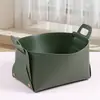 Caixa de Armazenamento de Couro para Mesa Estilo Nórdico Grande Capacidade Bandeja de Armazenamento para Diversos Cesto Dobrável Doméstico para Armazenamento de Cosméticos