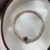 Pulsera de Perlas Shijia Cinnabar Color Rosa Manta Moda Lujo Ligero Nicho Retro Turquesa con Cuentas Joyería Apilable