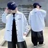 Camisa de Manga Larga para Niños Moda Primavera y Otoño Chaqueta Camisa Casual Tendencia Estilo Coreano Fresco Top Transfronterizo