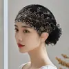 Flor de Cabelo Branca Bordada Quatro Estações Estilo Estrangeiro Contas Baotou Moda Versátil Renda Chapéu de Mãe Lenço de Cabeça Novo Conveniente